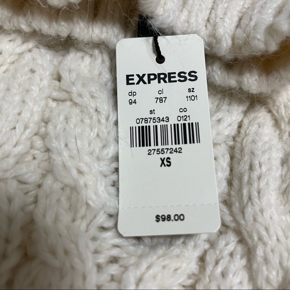 Express Cable knit fringe shoulder sweater dress. XS. NWT. - Picture 6 of 11